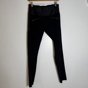 ADAY Black Moto Zip Leggings Athleisure High Waisted Womens Size M